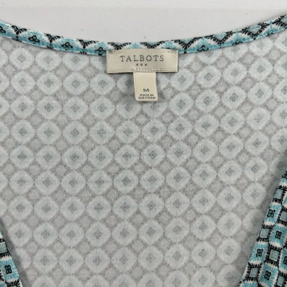 Talbots Maxi Dress Womens Size M Blue Geometric V Neck Sleeveless Stretch - Picture 5 of 7